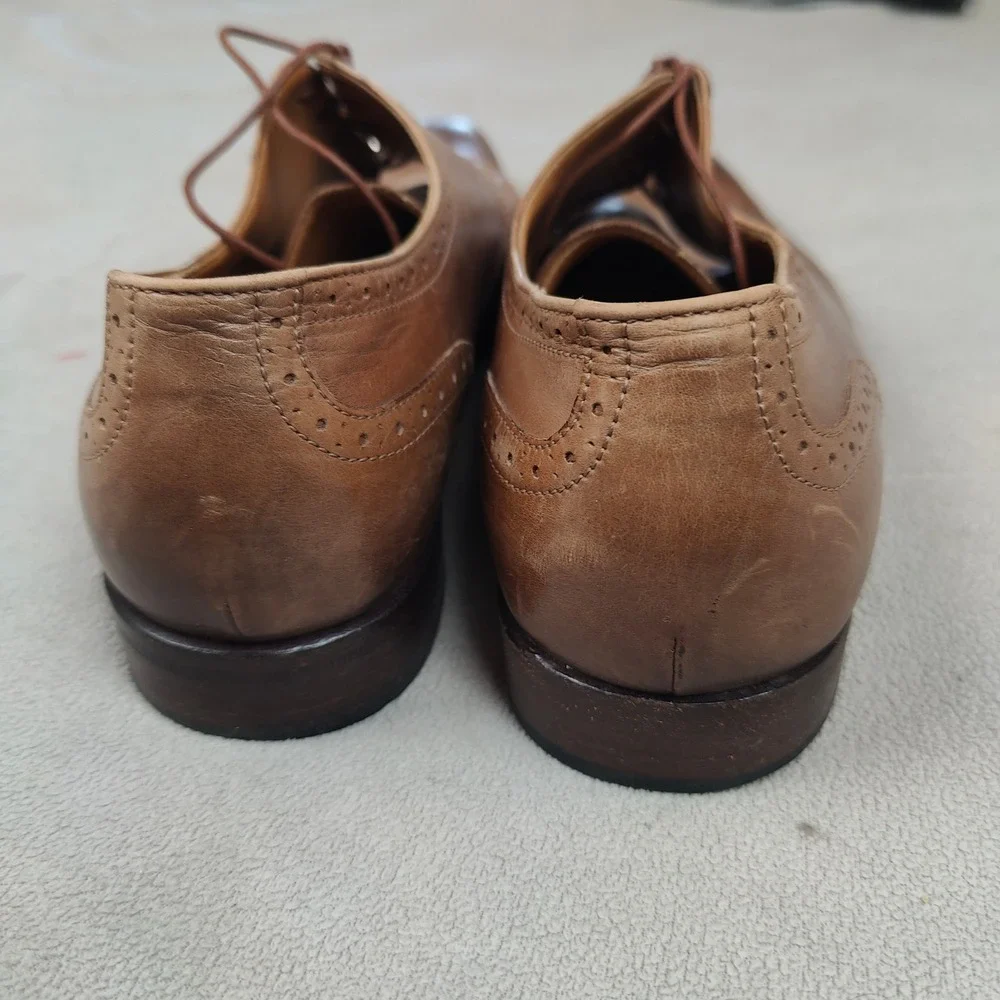 Bally Oxfords Mens 11 D Tan Brown Leather Brogue Medallion‎ Derby Shoes